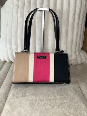 Vintage Kate Spade NY Striped Shoulder Bag | Y2K Colorblock Designer Purse Pink